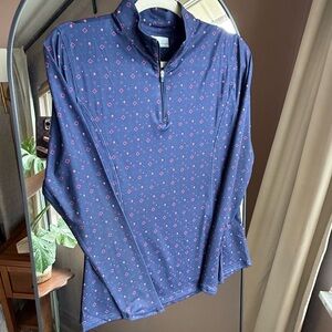 Callaway Navy and Pink Patterned Long Sleeve Top